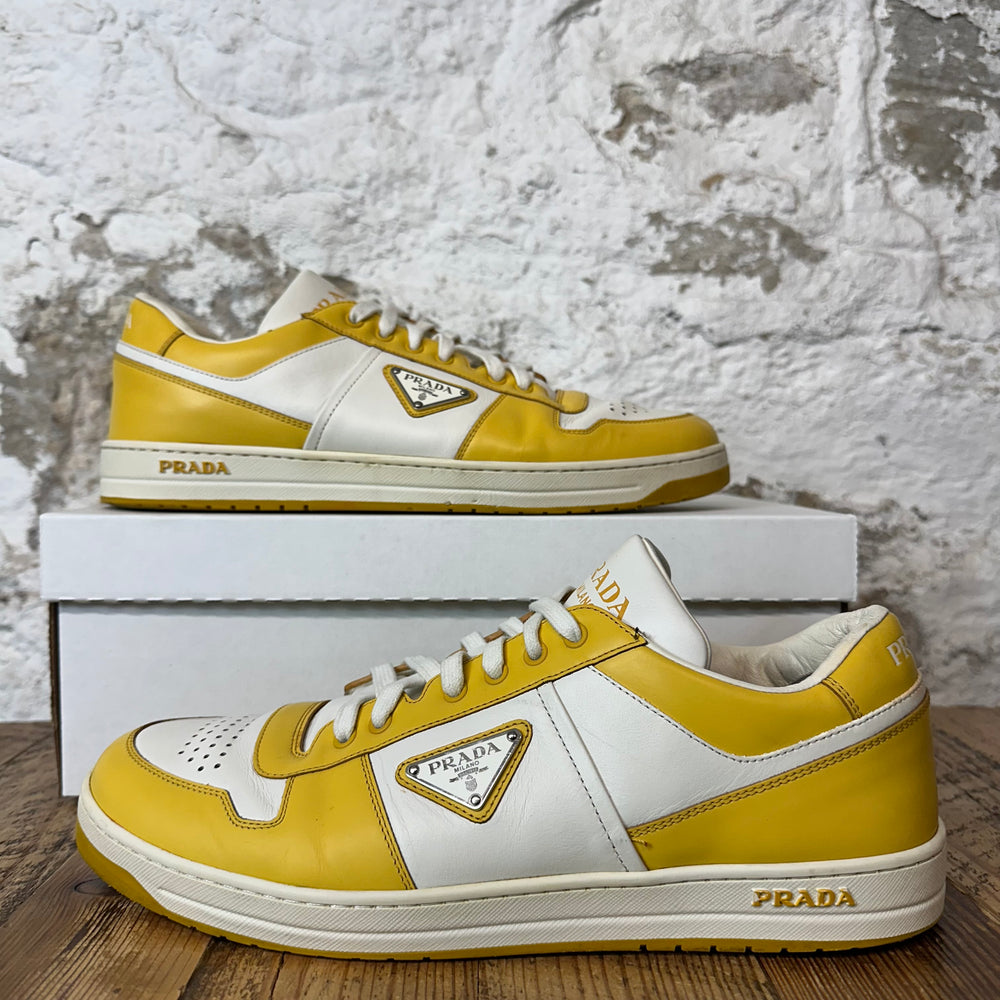 Prada Downtown Leather Yellow White Sneaker Sz 10