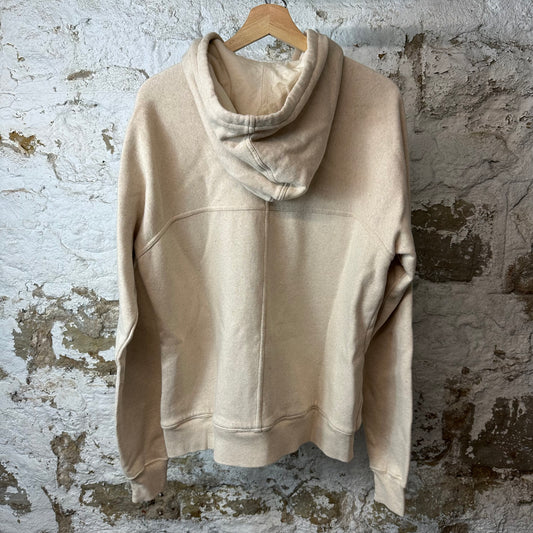 Rick Owens Hollywood Panelled Zip Up Hoodie Cream Sz M