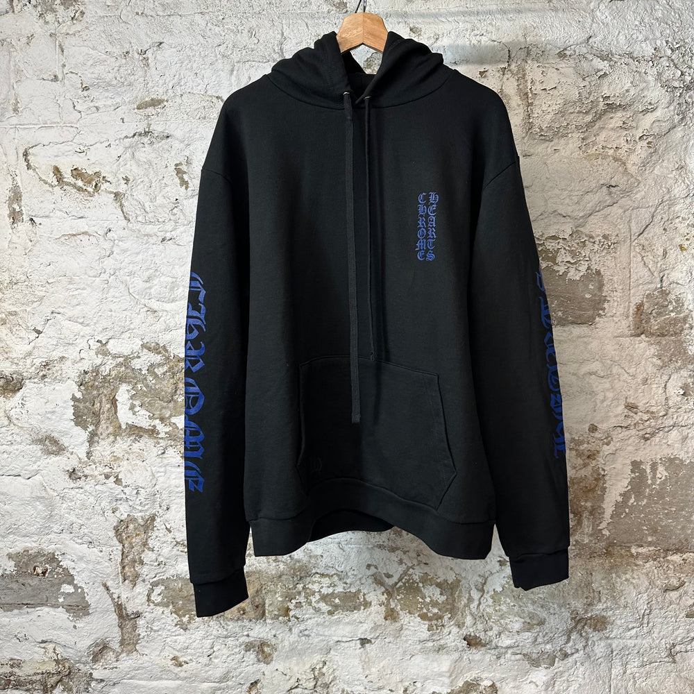 Chrome Hearts Blue Vertical Logo Hoodie Black Sz L