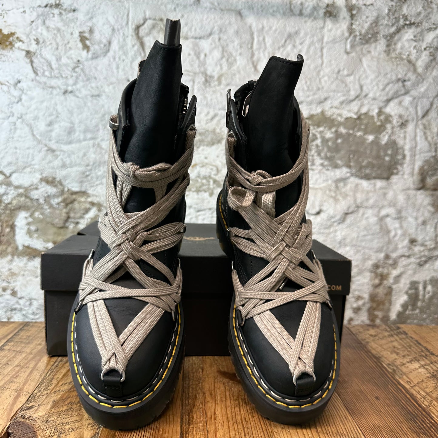 Rick Owens 1460 Quad Sole Megalace Boot Black Sz 9