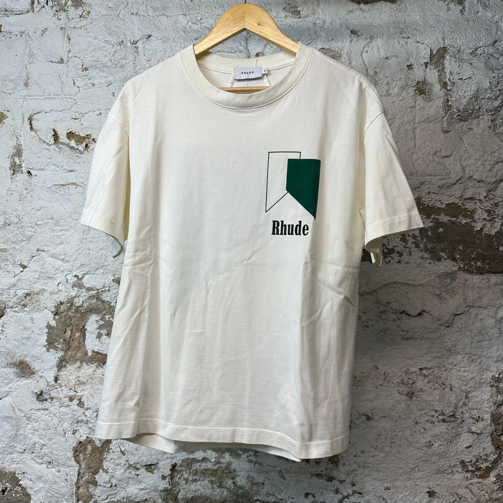 Rhude Green Logo T-shirt White Sz XS