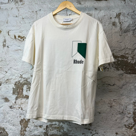 Rhude Green Logo T-shirt White Sz XS
