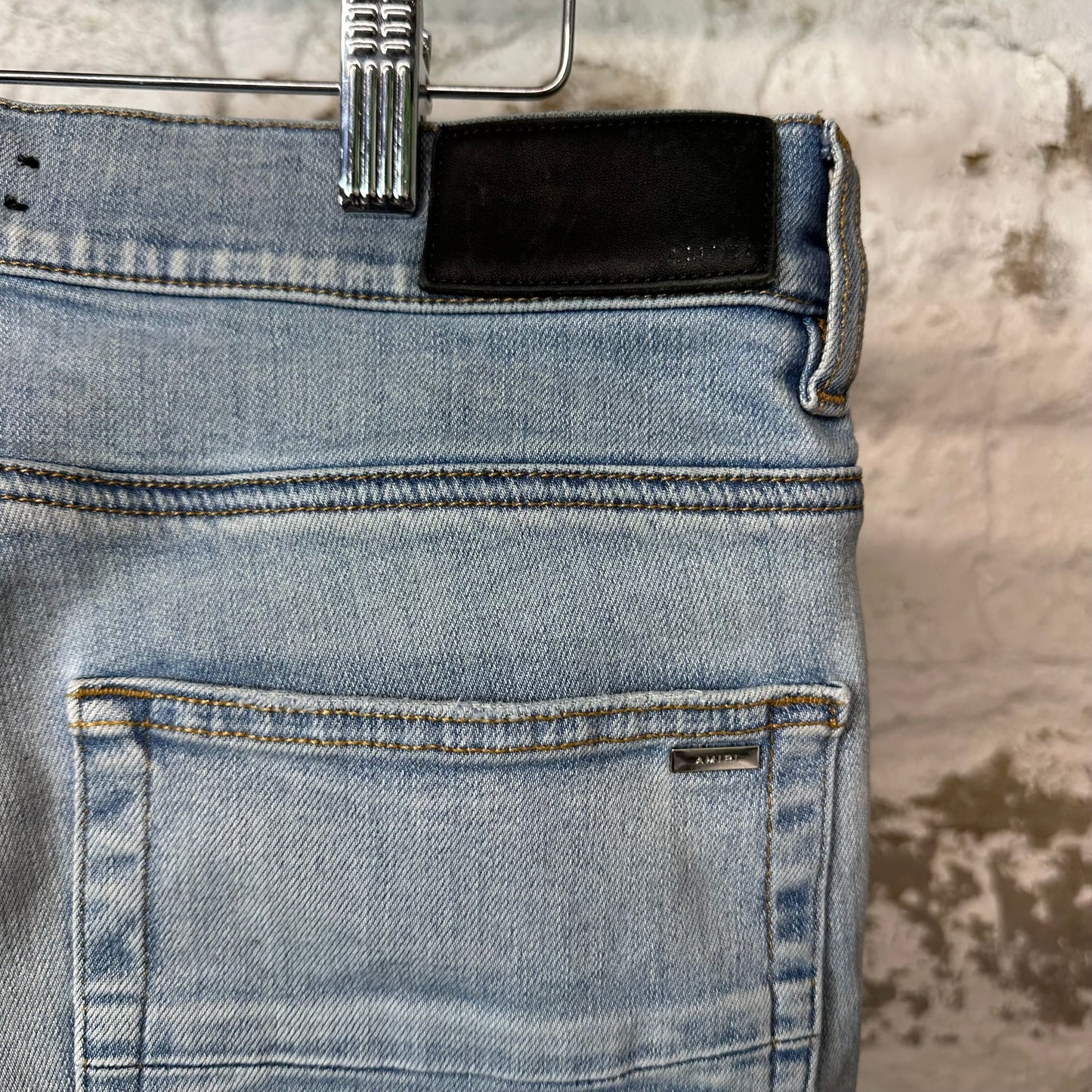 Amiri MX1 Blue Suede Blue Denim Jeans Sz 32