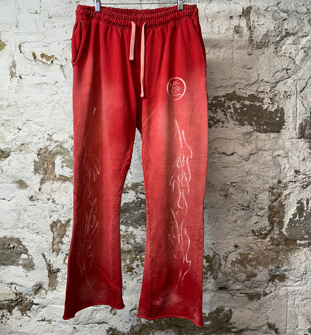 Hellstar Flame Flare Sweatpants Red Sz XL
