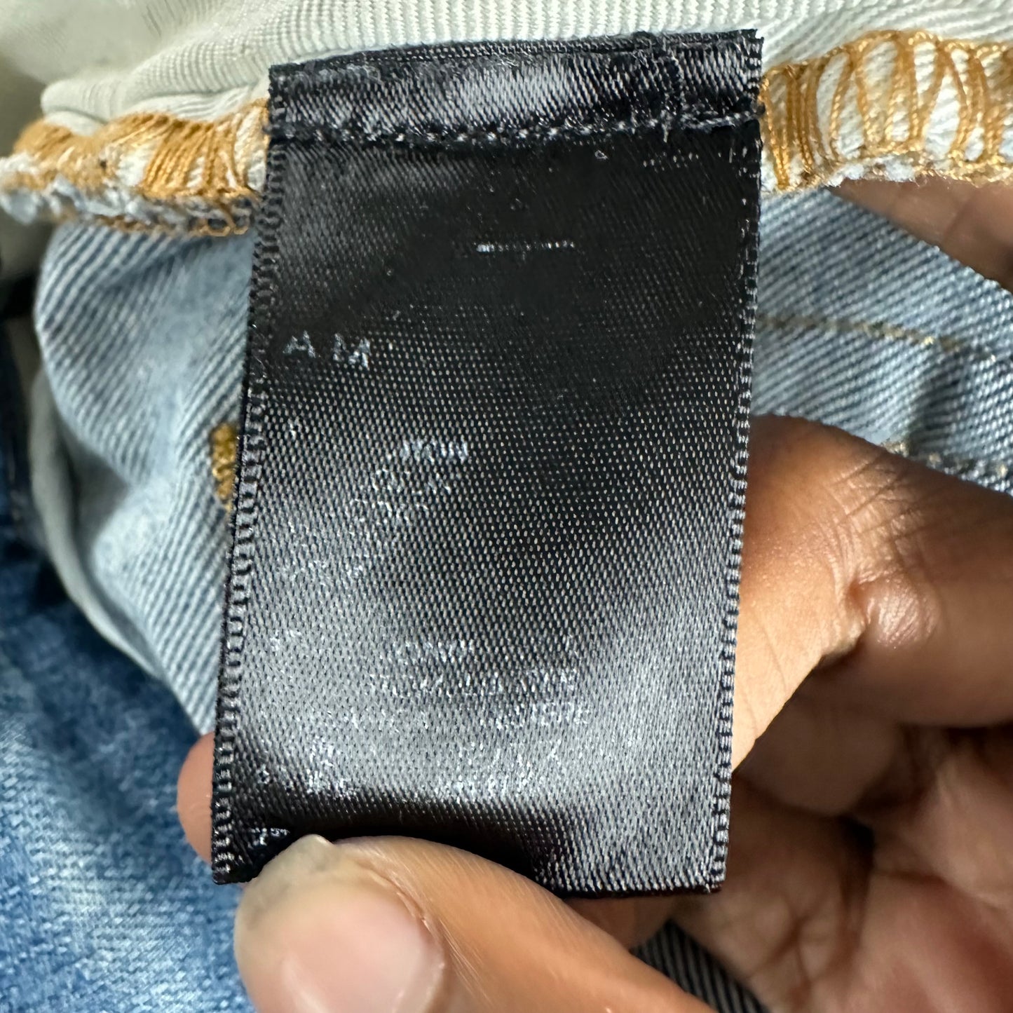 Amiri MX1 Sky Blue Cream Blue Denim Jeans Sz 33
