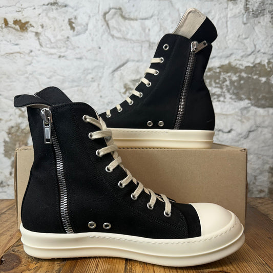 Rick Owens High Hollywood Black MIlk Sneaker Sz 8 (41)