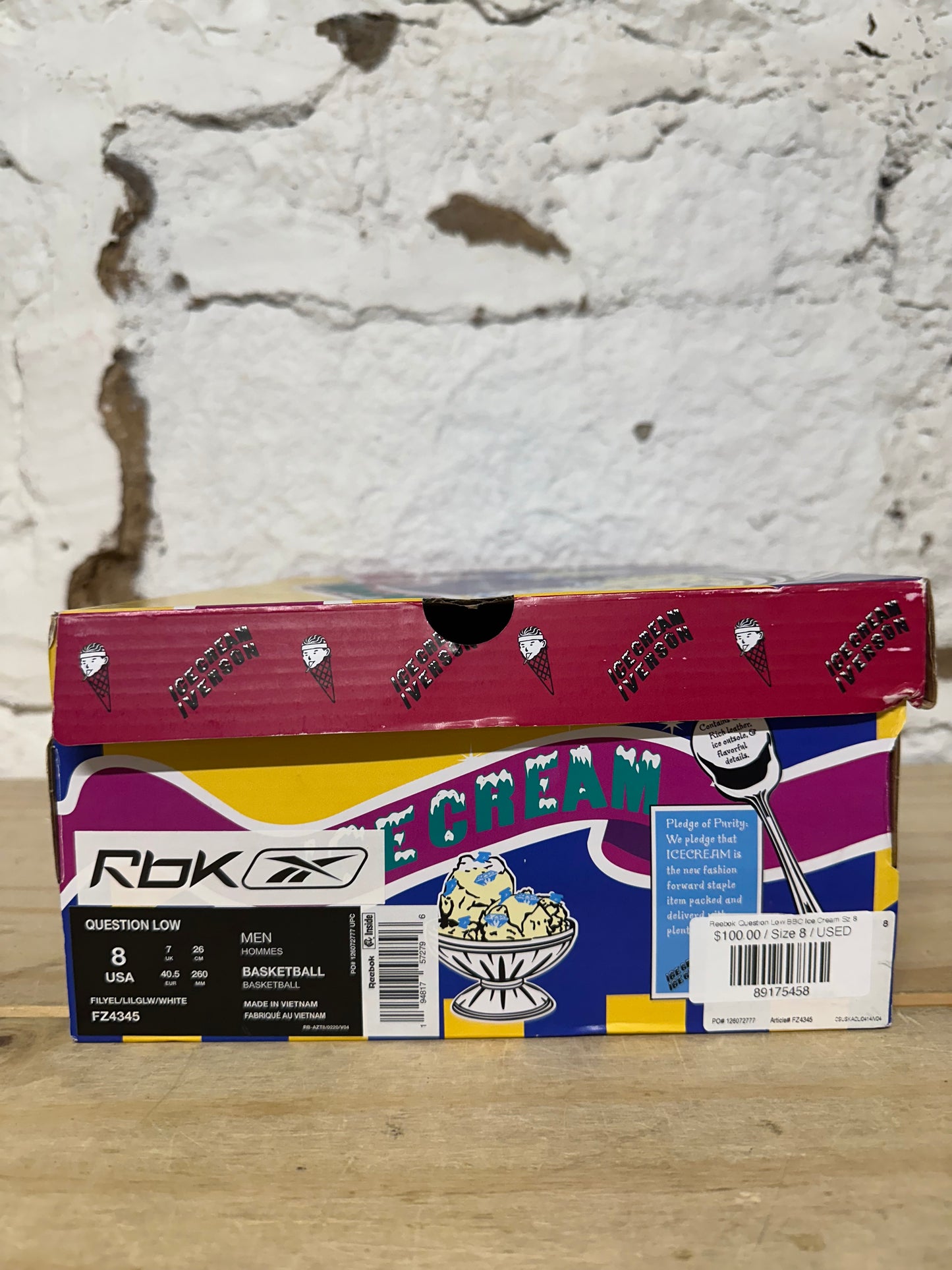Reebok Question Low BBC Ice Cream Sz 8