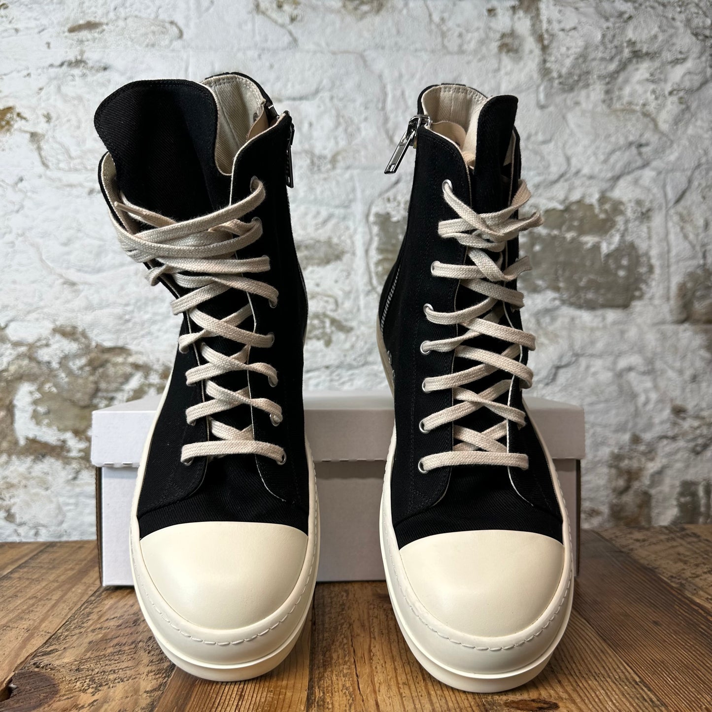 Rick Owens High Lido Black Milk Sneaker Sz 10.5 (43.5)