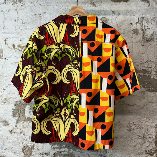 Prada Double Match Tropical Multicolor Button Up Shirt Sz L