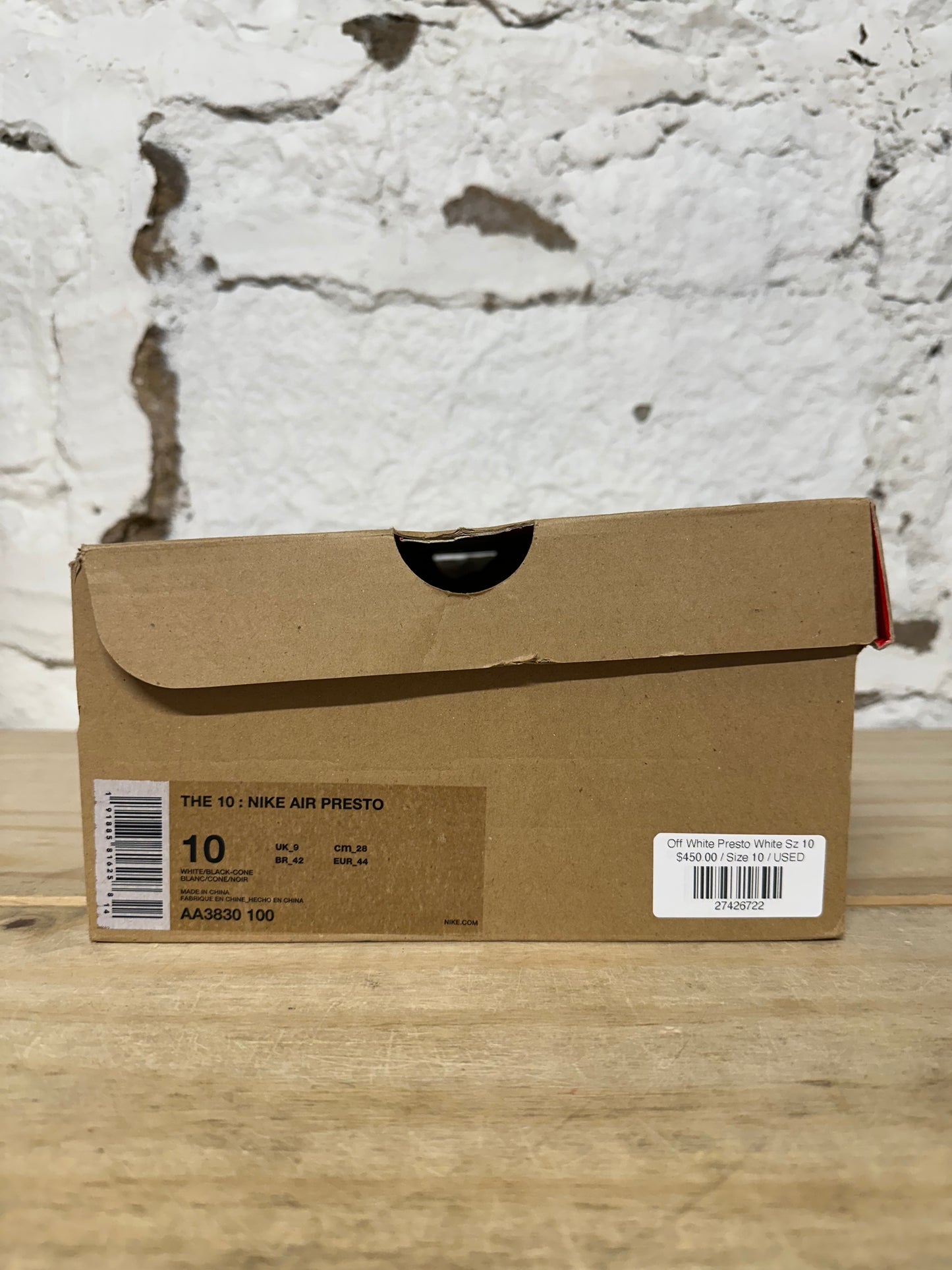 Nike Air Presto Off-White White Sz 10