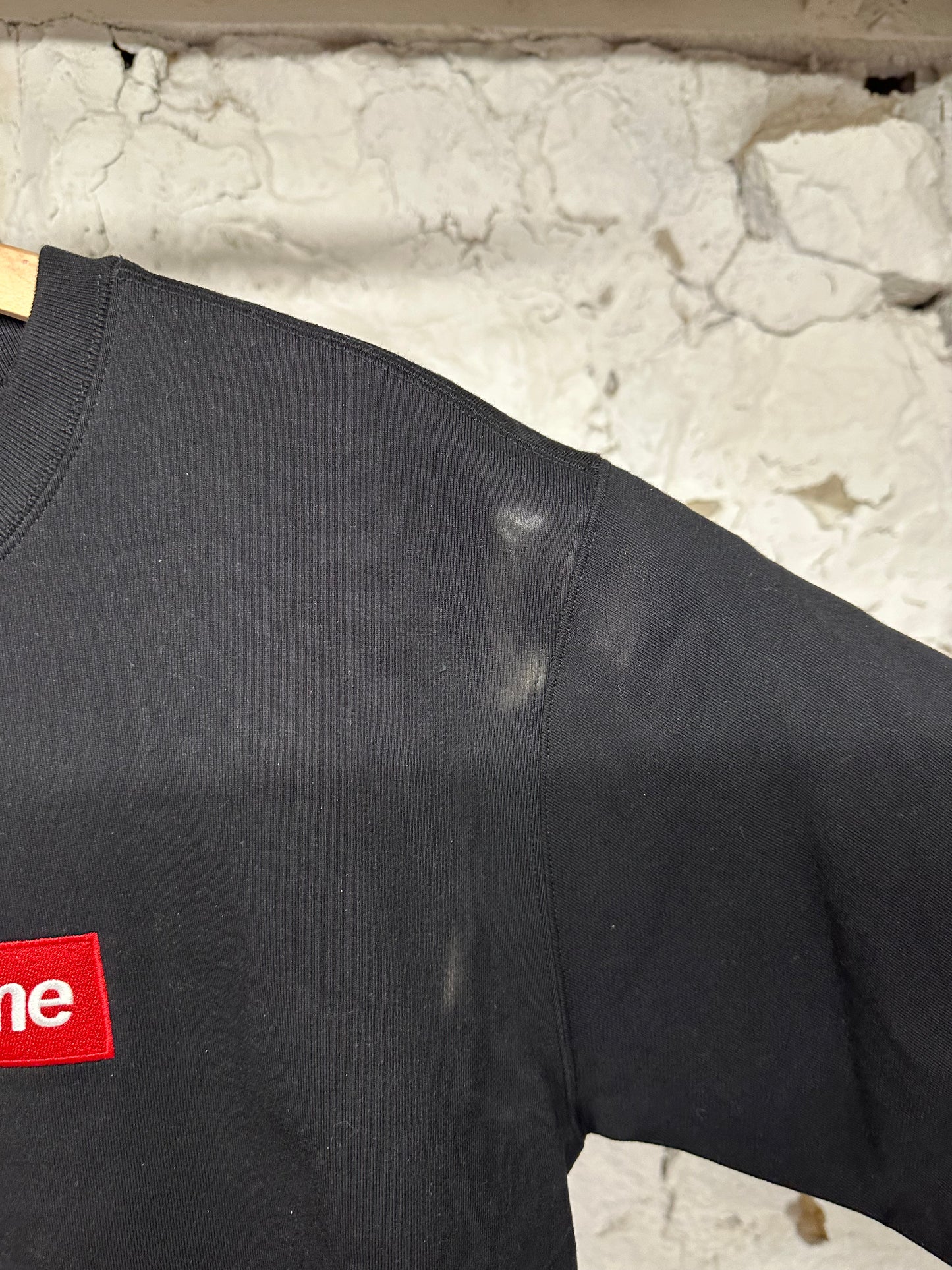 Supreme Black Red Box Logo Crewneck Sz S