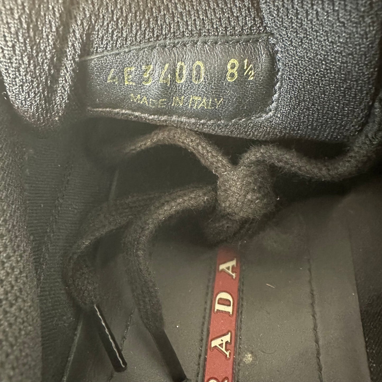 Prada Americas Cup Triple Black Patent Sneaker Sz 8.5