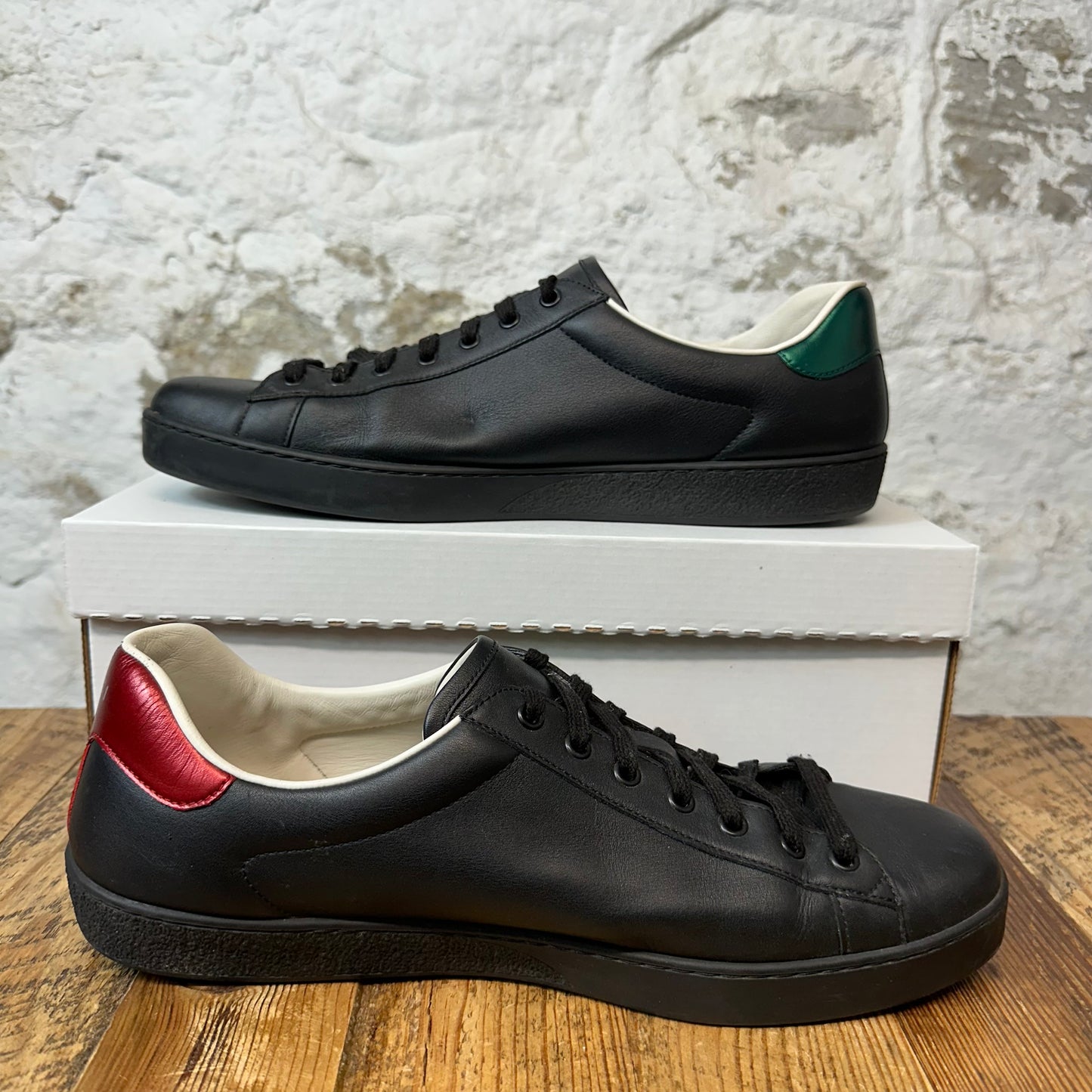 Gucci Green Red Logo Black Ace Sneaker Sz 12 No Box