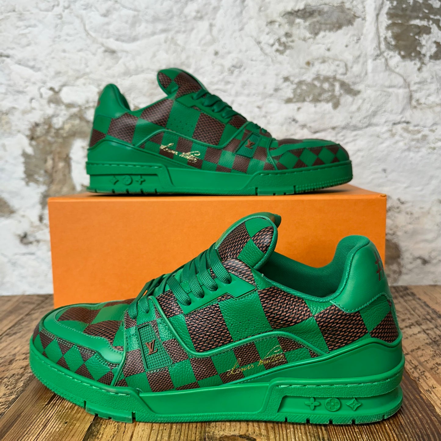 Louis Vuitton Damier Pop Green Trainer Sneaker Sz 11.5 (10LV)