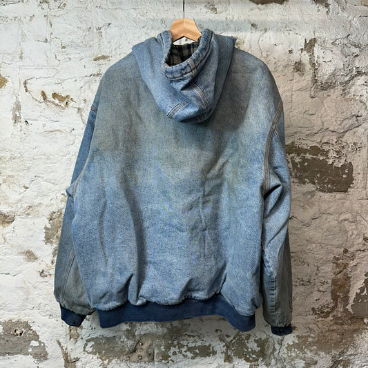 Supreme Reflective Arc Hooded Denim Work Jacket Sz XL