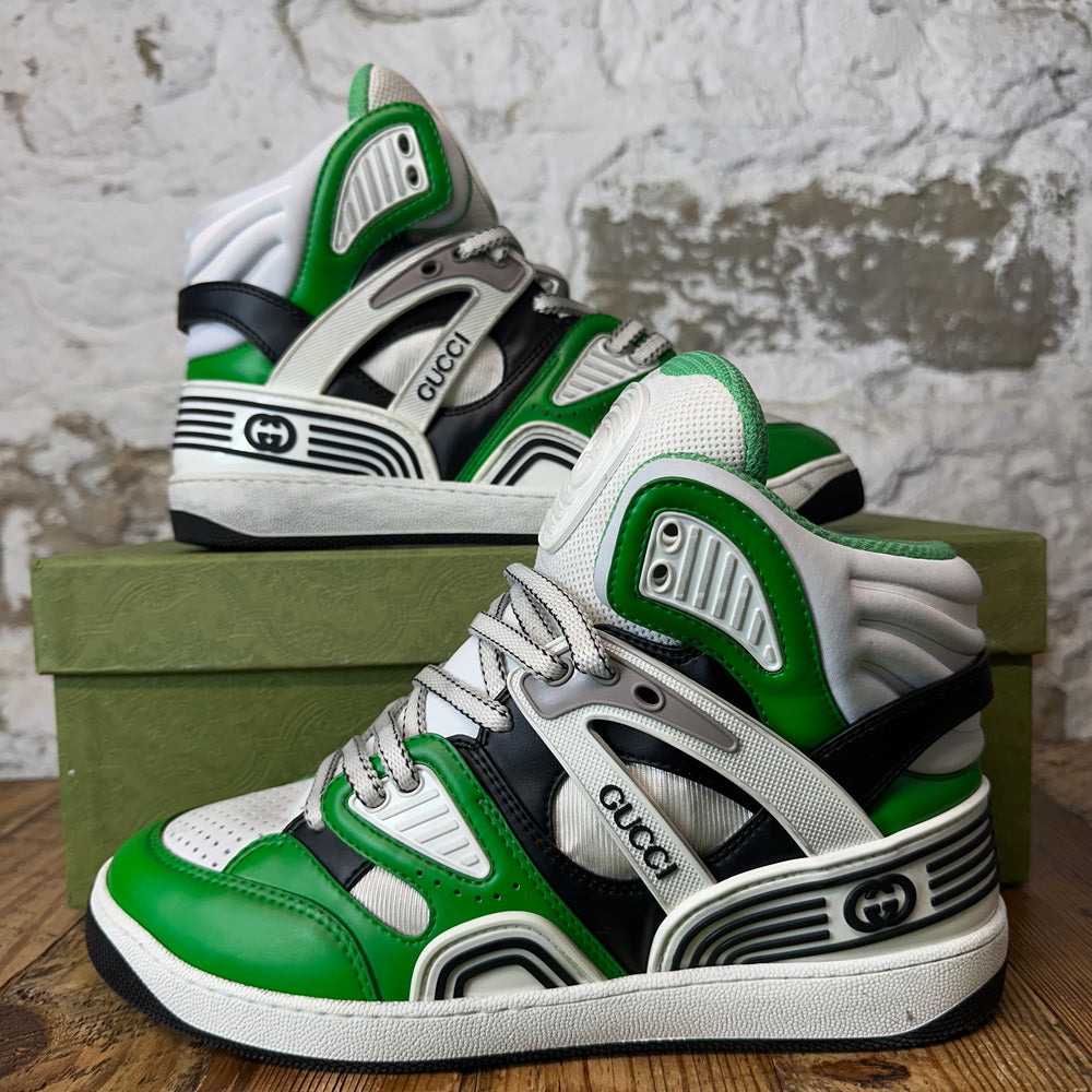 Gucci Basket White Demetra Green Sneaker Sz 7