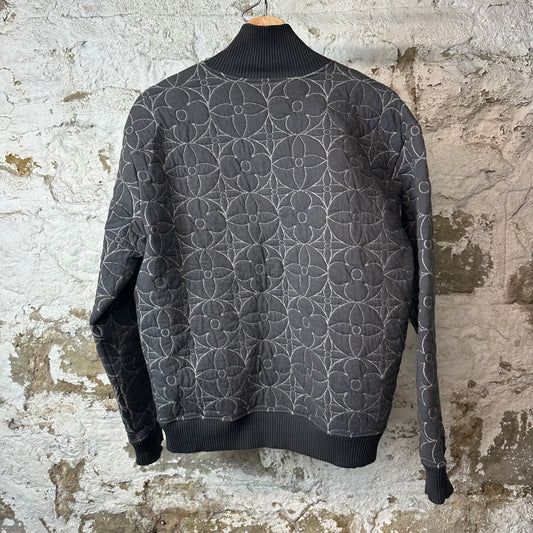 Louis Vuitton Quilted Flower Monogram Grey Zip Up Jacket Sz M
