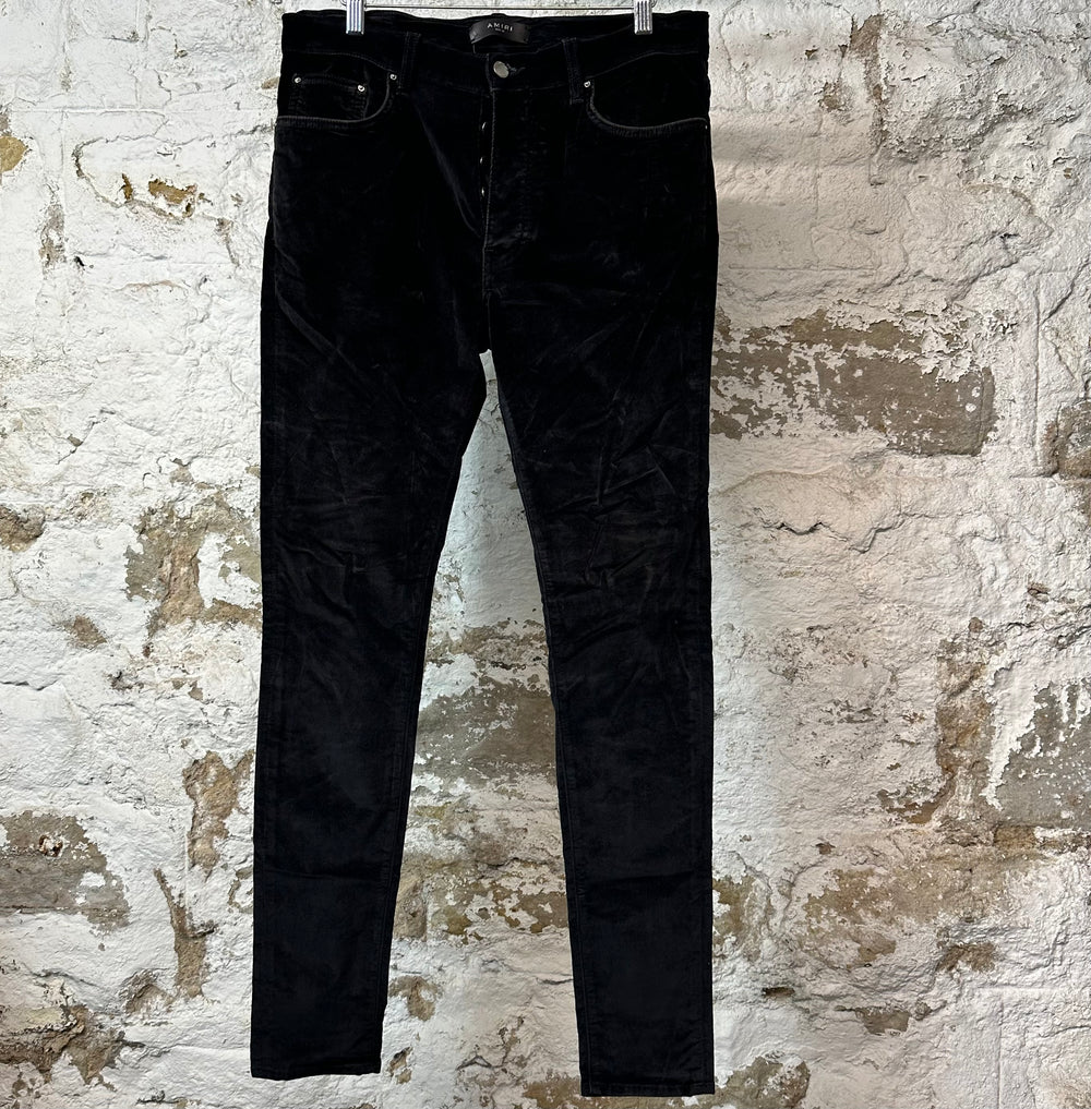 Amiri Plain Black Velour Jeans Sz 34