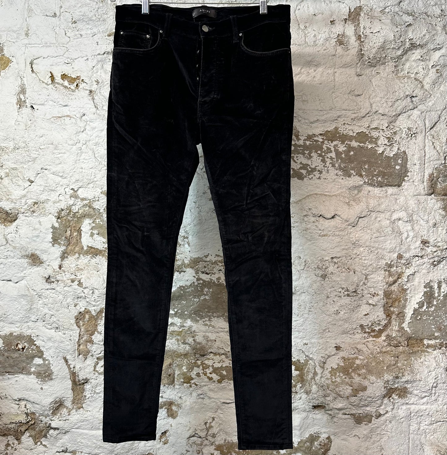Amiri Plain Black Velour Jeans Sz 34