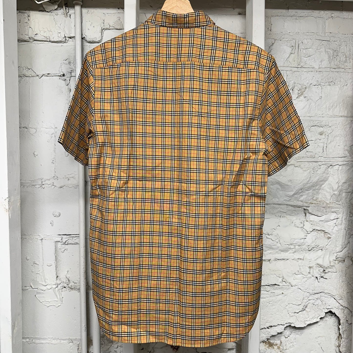 Burberry Brown Plaid Short Sleeve Button Up Sz S