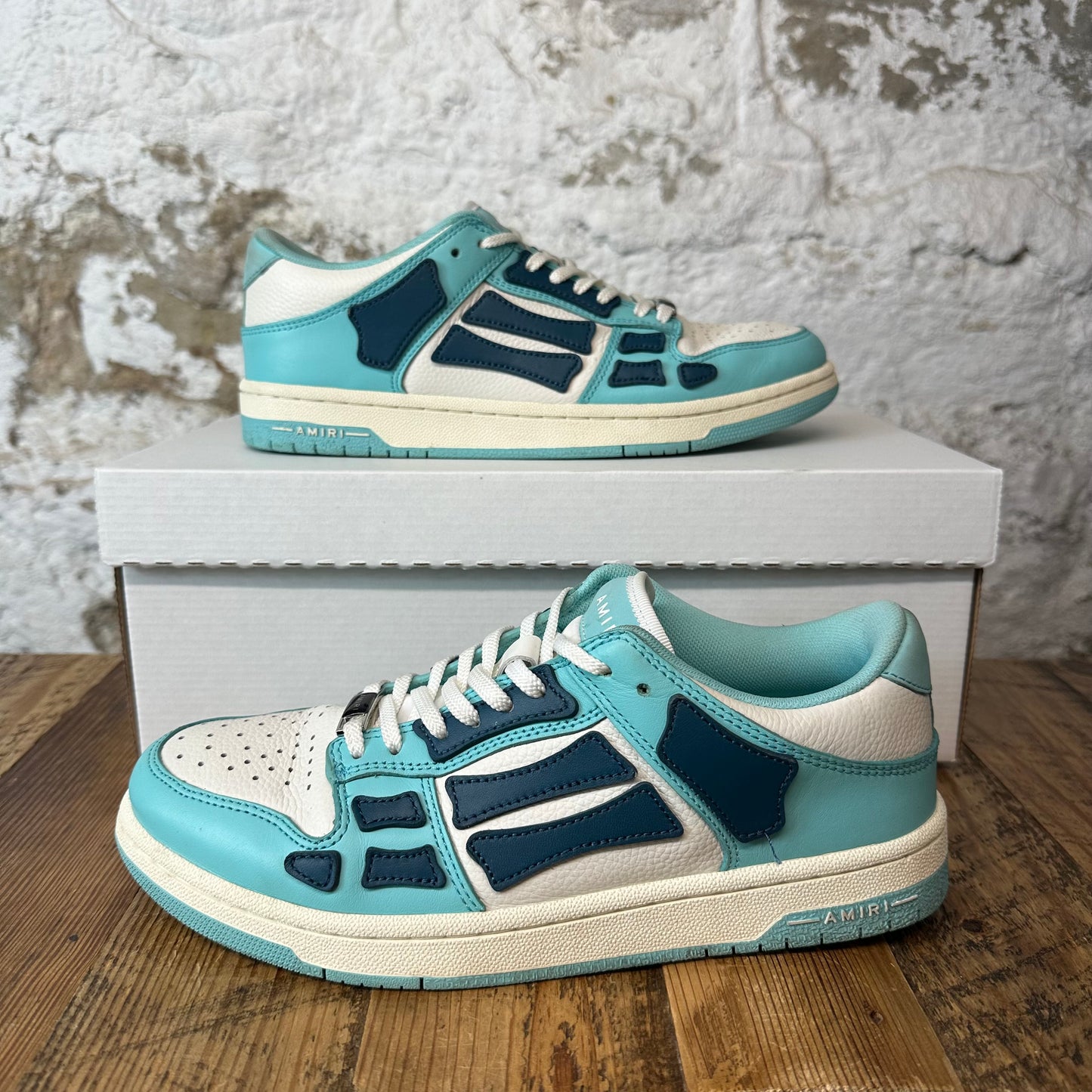 Amiri Blue Skeleton Teal White Low Sneaker Sz 6.5 (39) No Box