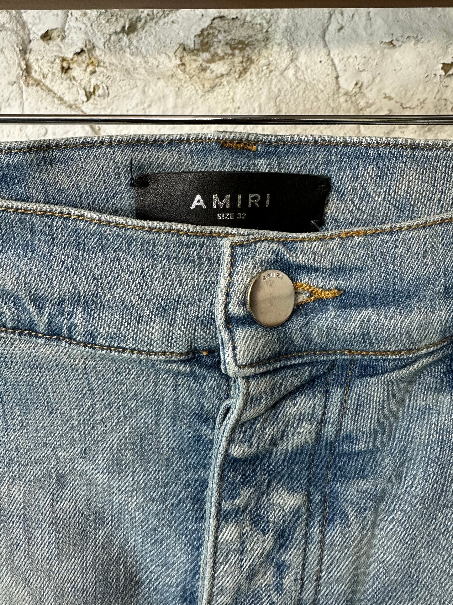Amiri Art Patch Blue Denim Jeans Sz 32