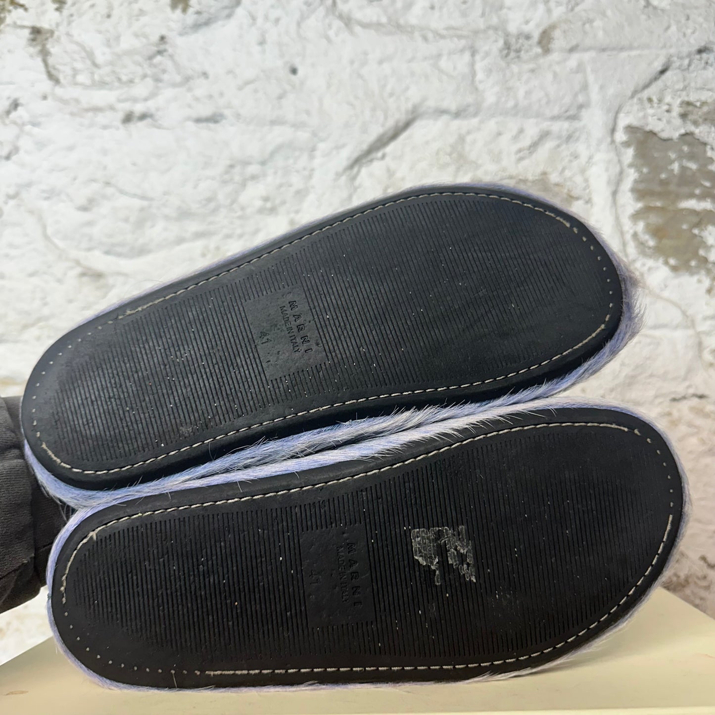 Marni Fussbett Sabot Purple Fur Slide Sz 8 (41)