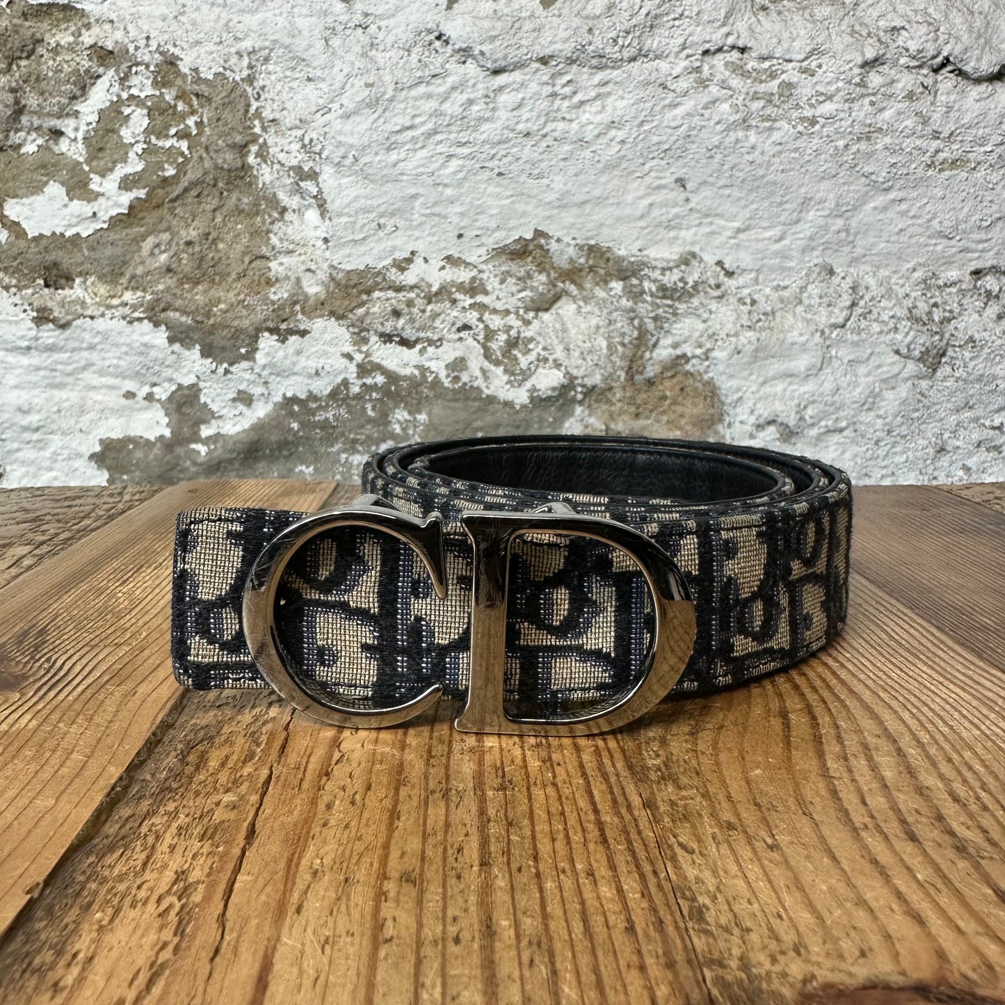 Dior Navy Oblique Belt Sz (100)