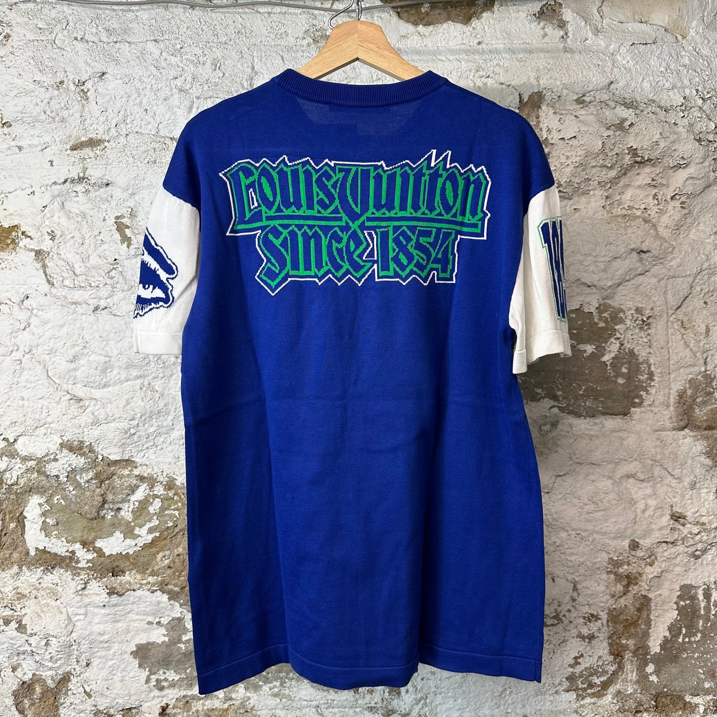 Louis Vuitton Since 1854 Intarsia Blue White Shirt Sz S