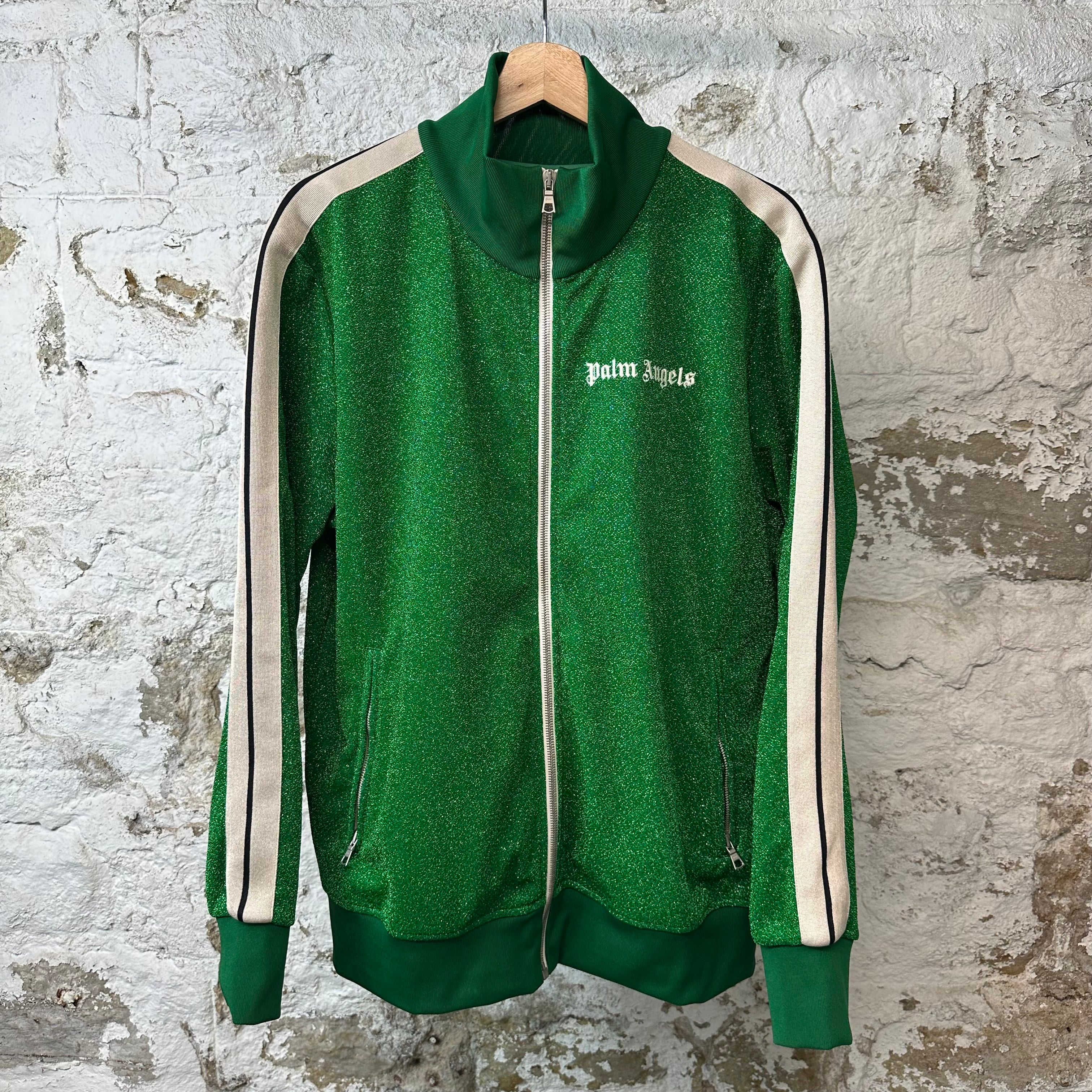 Palm Angels Green Glitter Track Jacket Sz XL