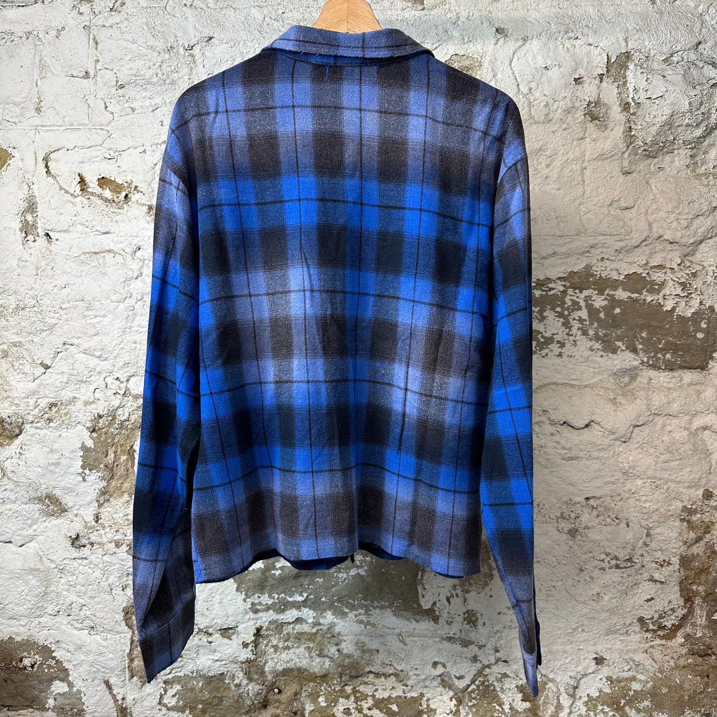 Vale Blue Plaid Rhinestone Flannel Sz S
