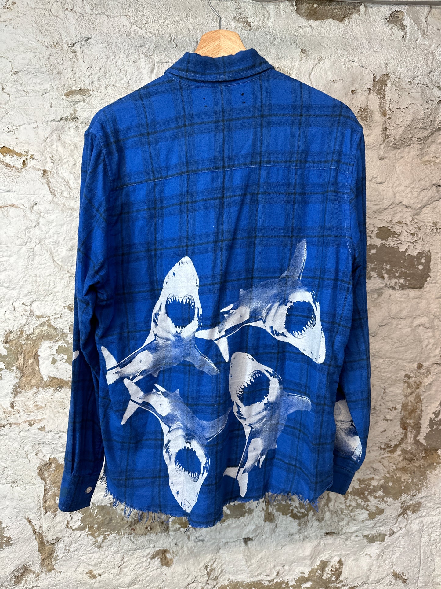 Amiri Shark Button Up Shirt Blue Sz M