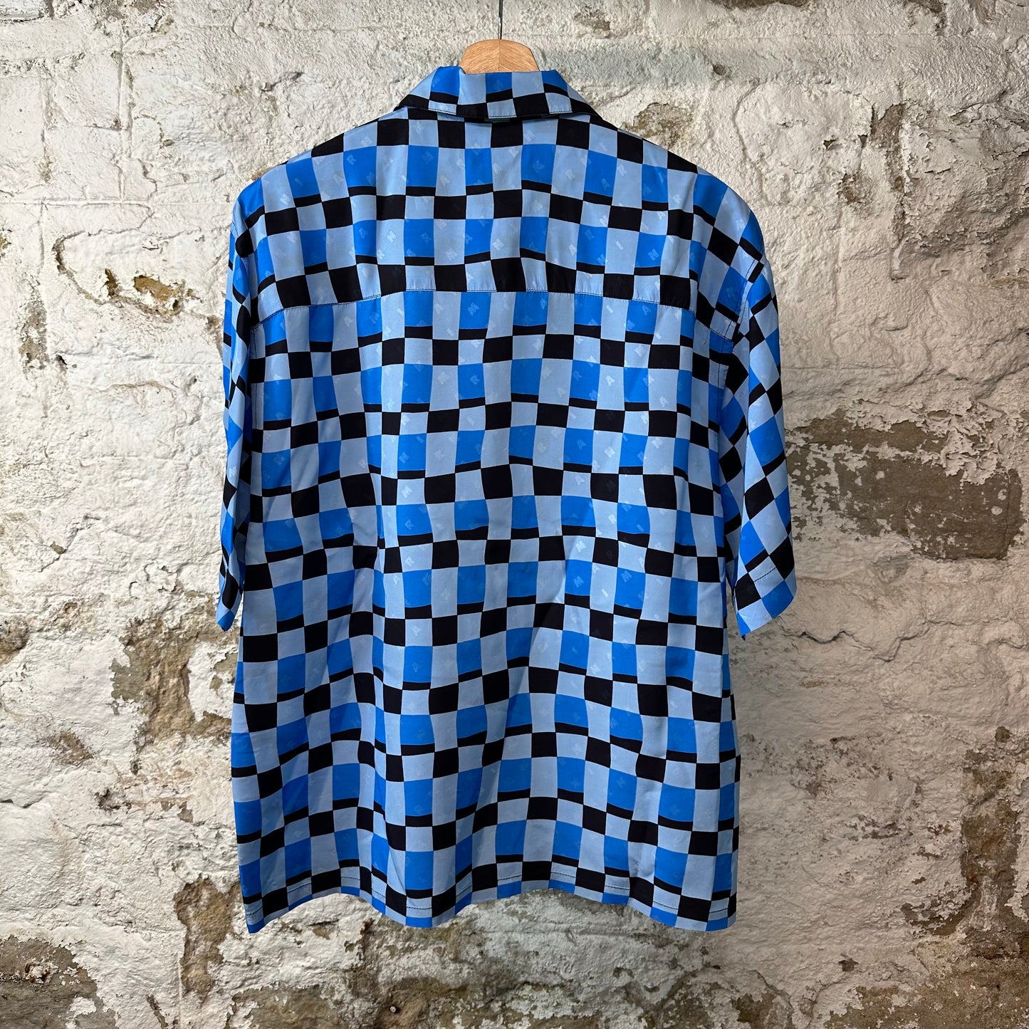 Marni Blue Black Checkered Button Up Shirt Sz S