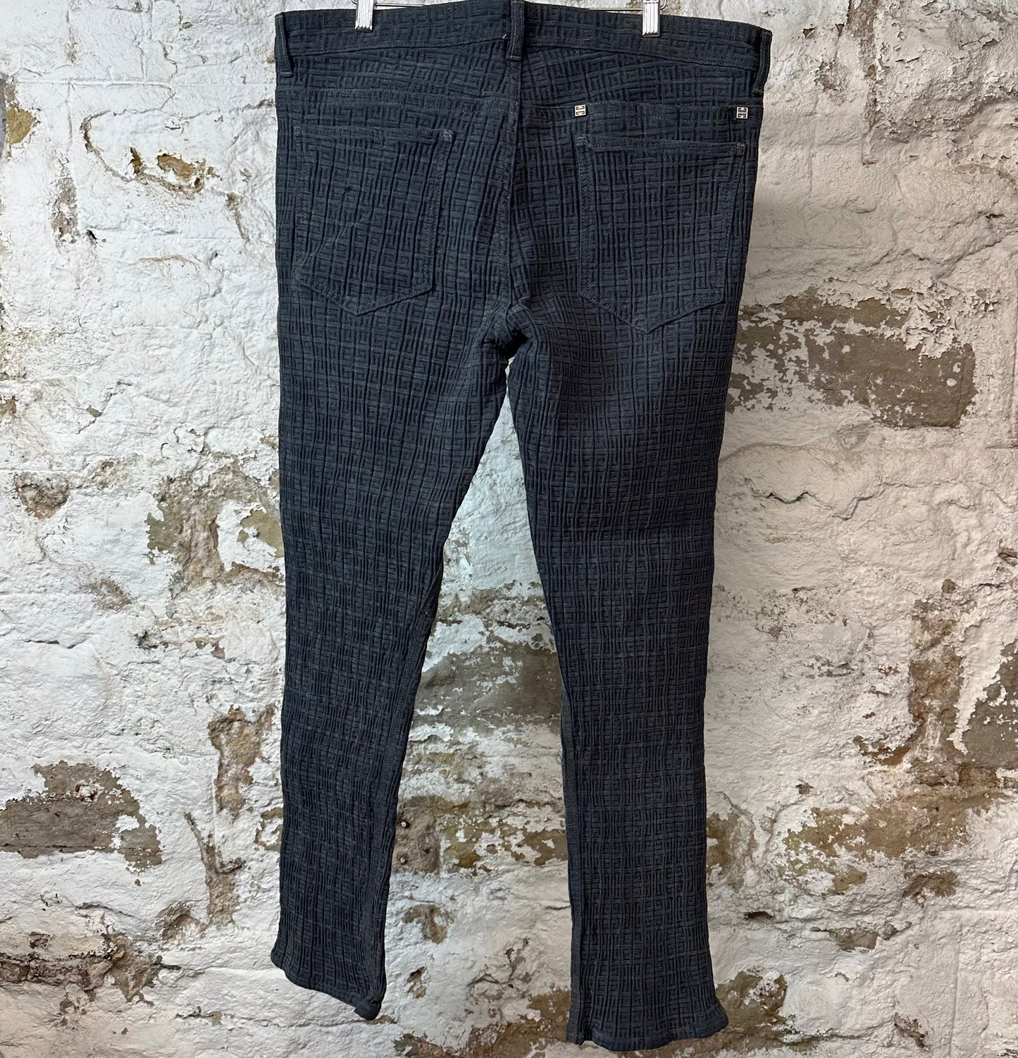 Givenchy Zipper Gray Monogram Denim Jeans Sz 36