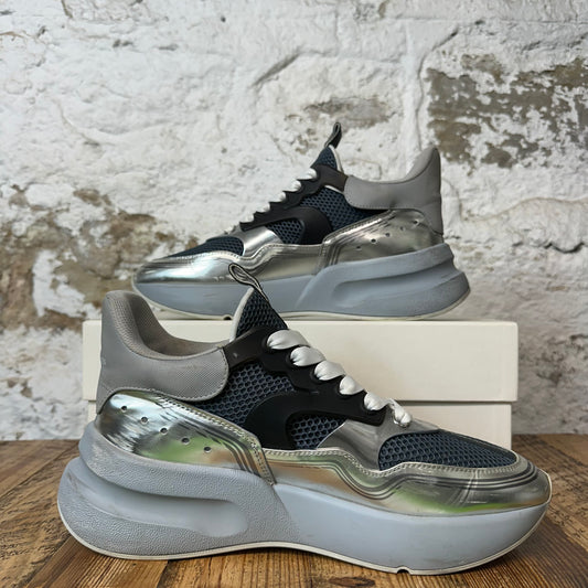 Alexander Mcqueen Black Silver Nappa Joy Sneaker Sz 9.5 (42.5)