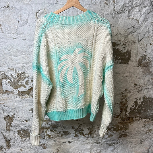 Palm Angels White Blue Cardigan Sz S