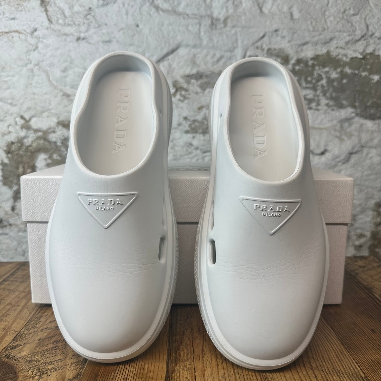 Prada Mellow White Rubber Mule Sz 12