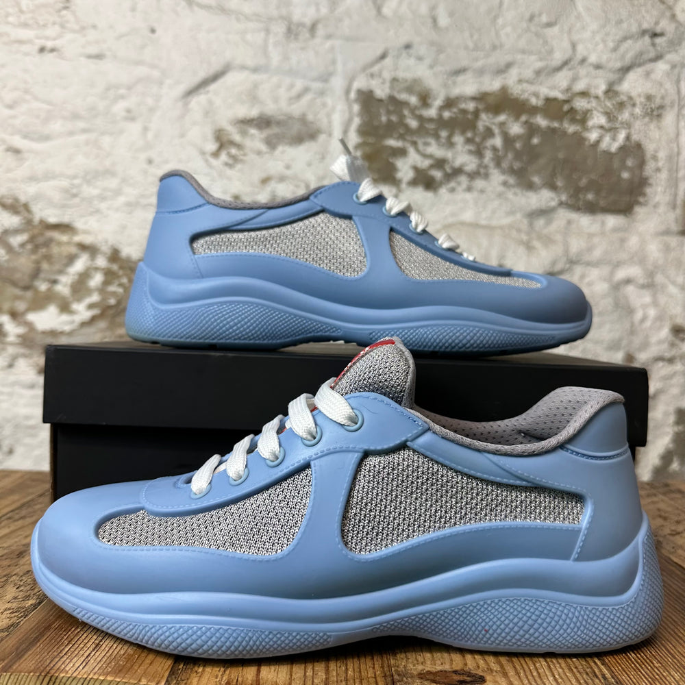 Prada Americas Cup Royal Blue Patent Black Sneaker Sz 7