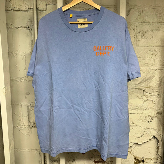 Gallery Dept Orange Logo Blue T-Shirt Sz L