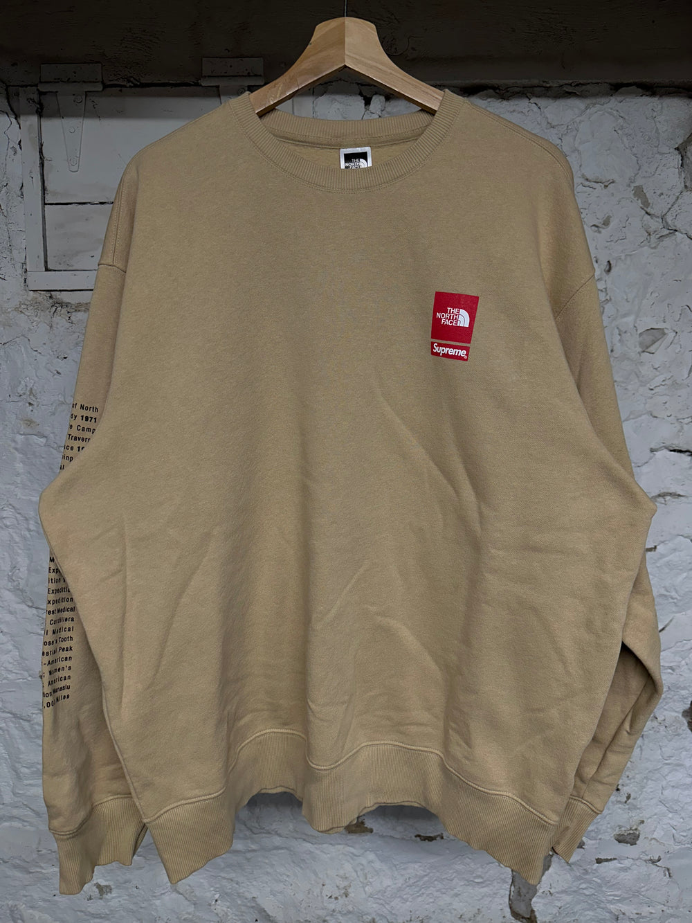 Supreme North Face Tan Crewneck Sz L