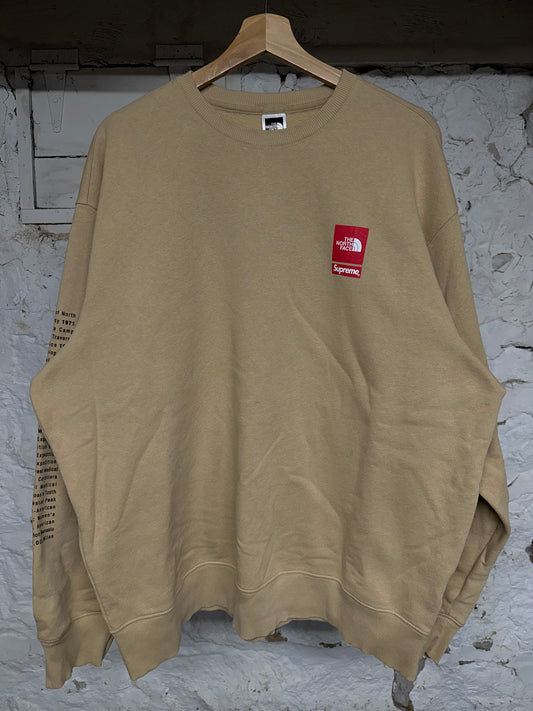 Supreme North Face Tan Crewneck Sz L