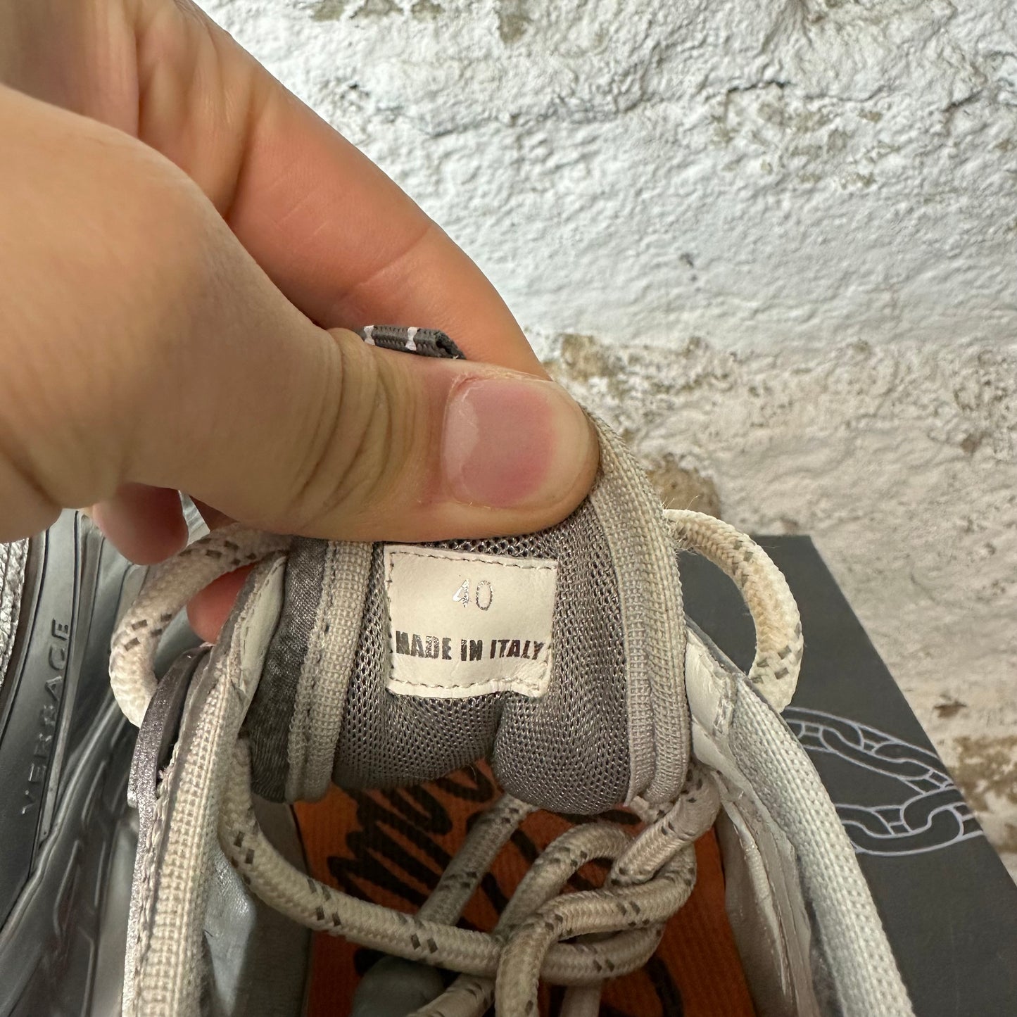 Versace Chain Reaction Silver Sneaker Sz 7 (40)