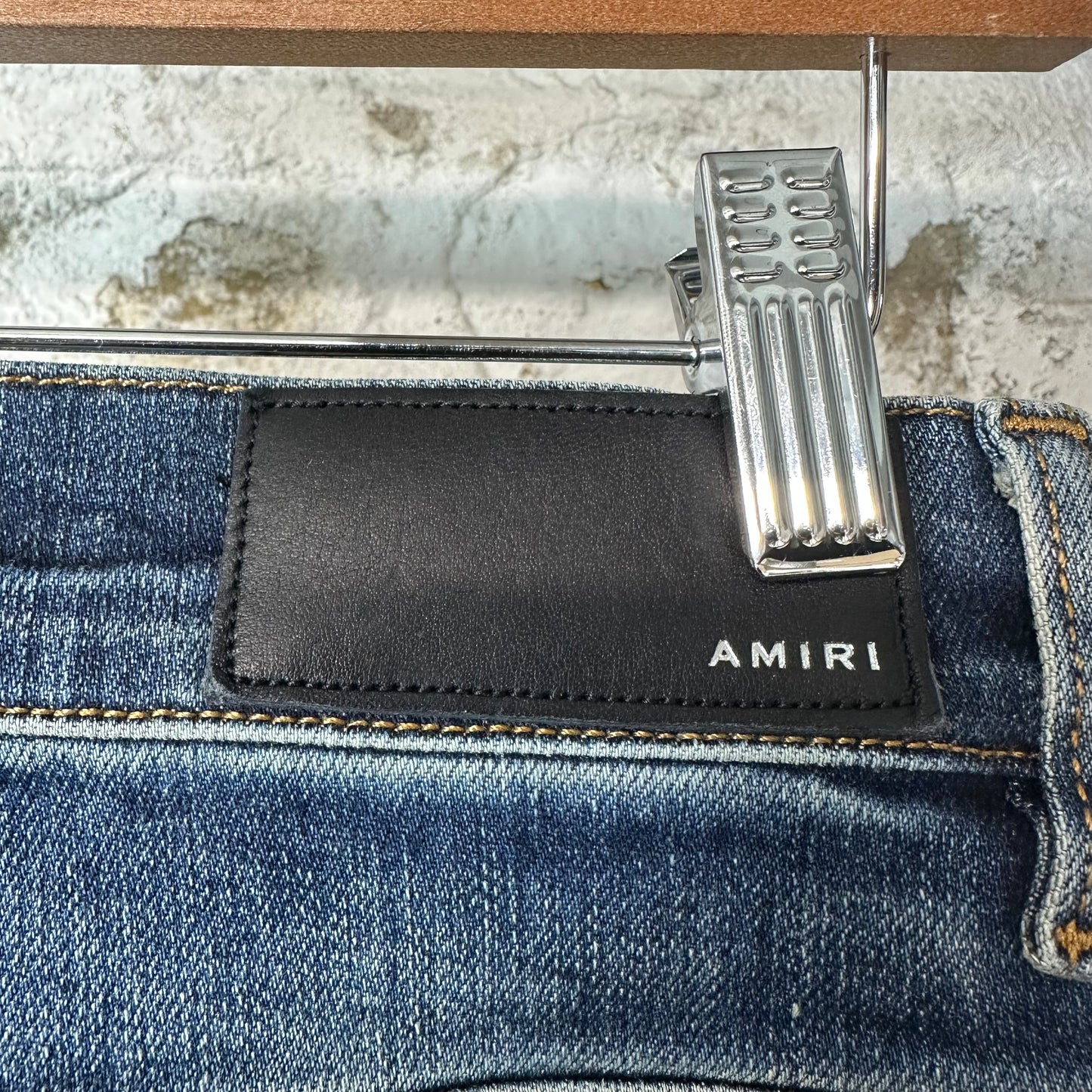 Amiri MX1 Blue Plaid Flannel Dark Blue Denim Jeans Sz 29