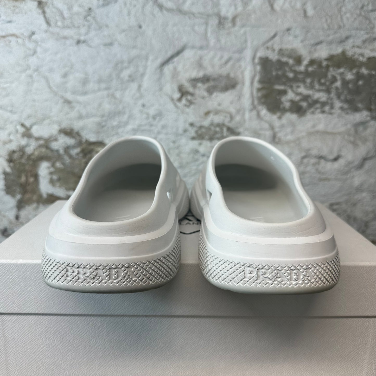 Prada Mellow White Rubber Mule Sz 12