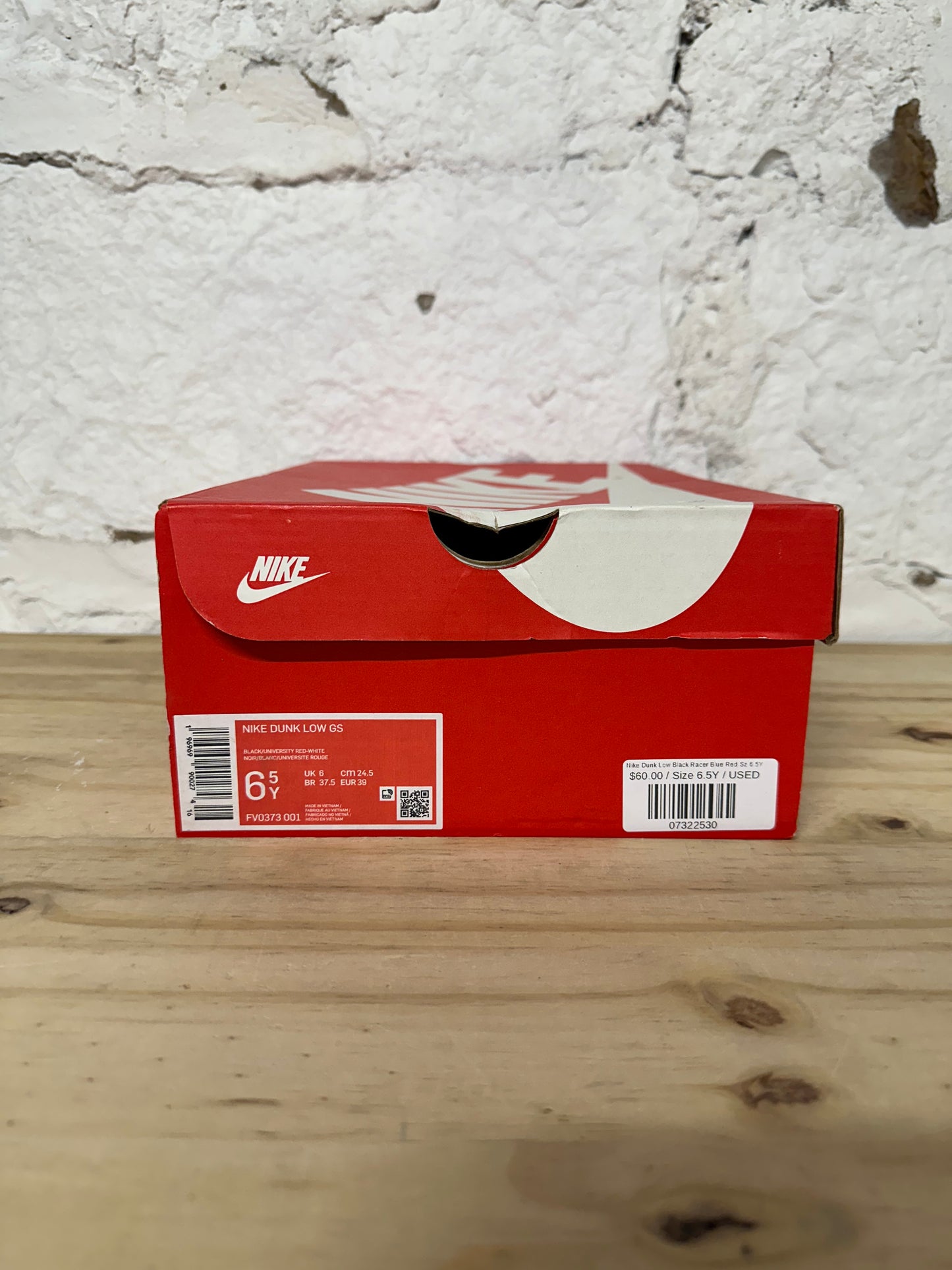 Nike Dunk Low Black Racer Blue Red Sz 6.5Y