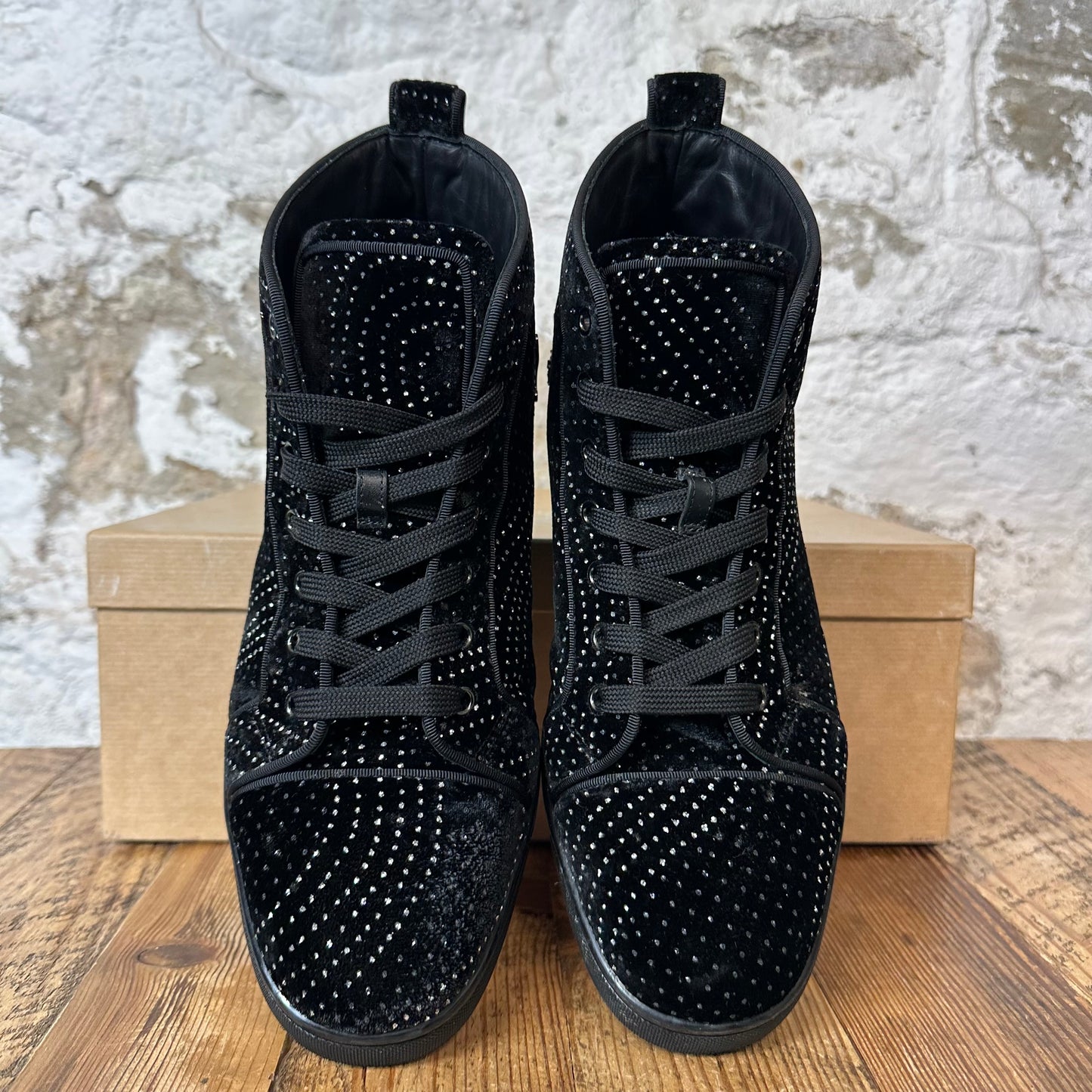 Christian Louboutin High Black Suede Rhinestone Sneaker Sz 9 (42)