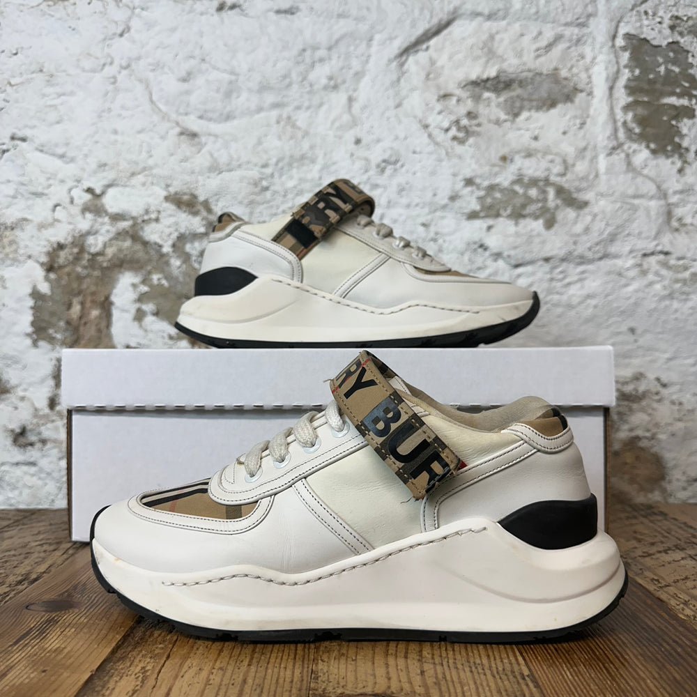 Burberry Ramsey Tan Plaid White Sneaker Sz 4.5 (36.5)