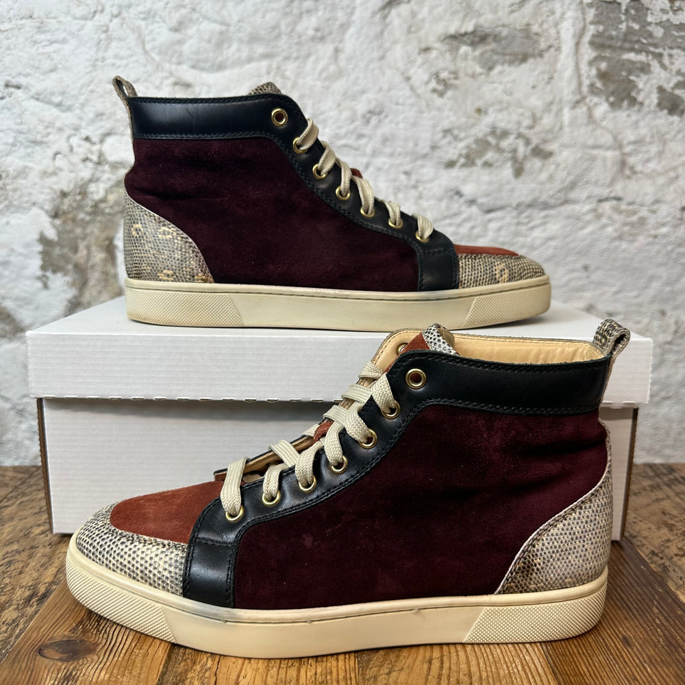 Christian Louboutin Green Maroon Scale High Sz 7 (40) Box