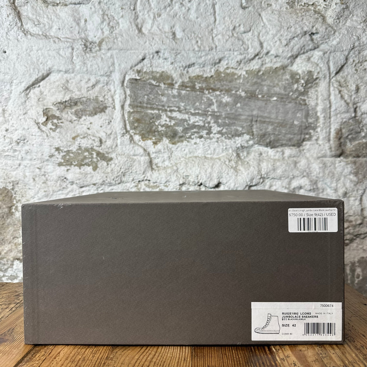Rick Owens High Jumbo Lace Black Leather Milk Sneaker Sz 9 (42)