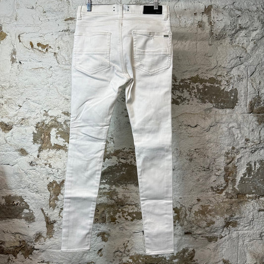 Amiri MX1 White Leather White Denim Jeans Sz 31